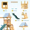 Wooden Swing Set, All-in-One Kids Outdoor Play Equipment with Two Swings, Slide, Blackboard, Telescope, Fort, Outdoor Playset 3