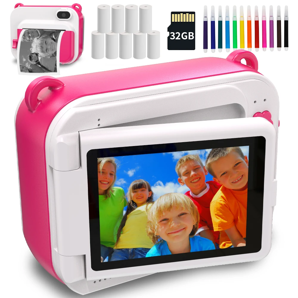 Selfie Kids Instant Print Camera Thermal Printing Camera Digital Photo Camera Girl's Toy Child Camera Video Boy's Birthday Gift 