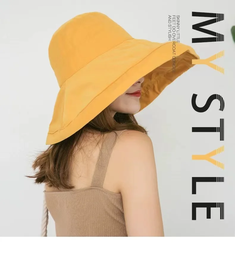 Vente chaude 2024 Chapeau seau pour femme Panama Femmes Quatre Saisons Grand Bord Double Face Chapeau De Pêcheur Casquette Visière Soleil_voghion.com