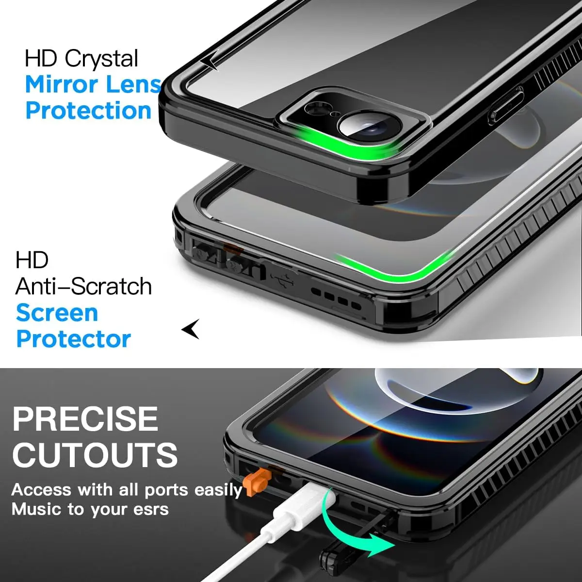 Waterproof Full-Body Protective Phone Case with Built-in Screen Protector - IP68 Dustproof Design