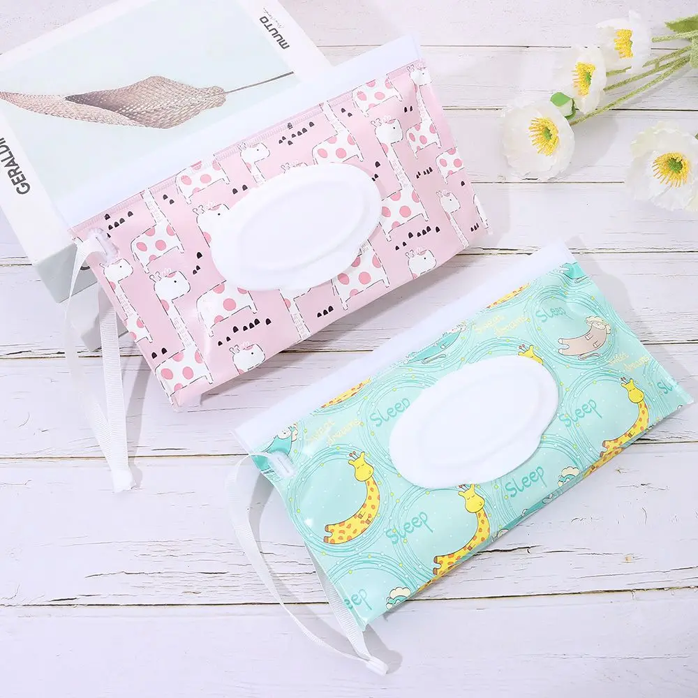 Baby Wet Wipe Pouch Flip Cover Wipes Holder Case Reusable Tissue Box Refillable Carrying Case Portable Stroller Accessories wet wipe case,baby wipe case,wet wipes case,tissue box,wet wipes box