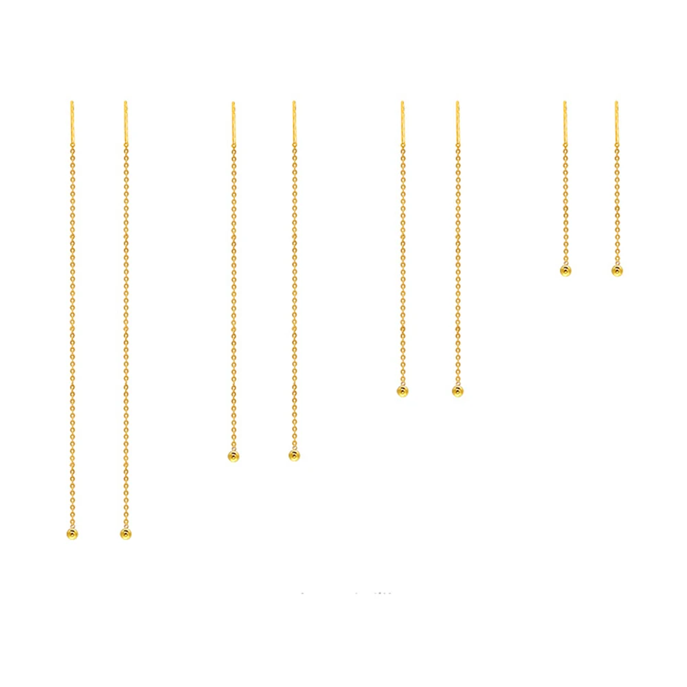 Au750 Fine Jewelry Pure 18K Yellow Gold Earrings For Women Wedding Engagement 100% Geniune 18 Karat Smooth Beads For Girl Ear - 2