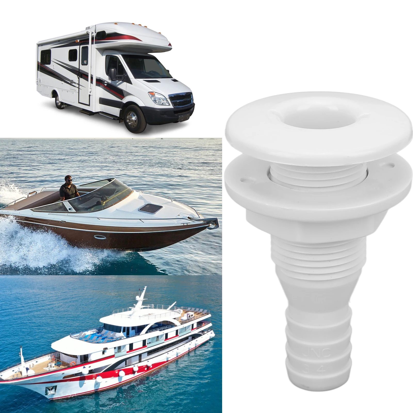

3/4 " Boat Through Hull Connector Plastic Hose Joints Marine Straight Through Ship Connectors Drain Outlet Marine Accessories
