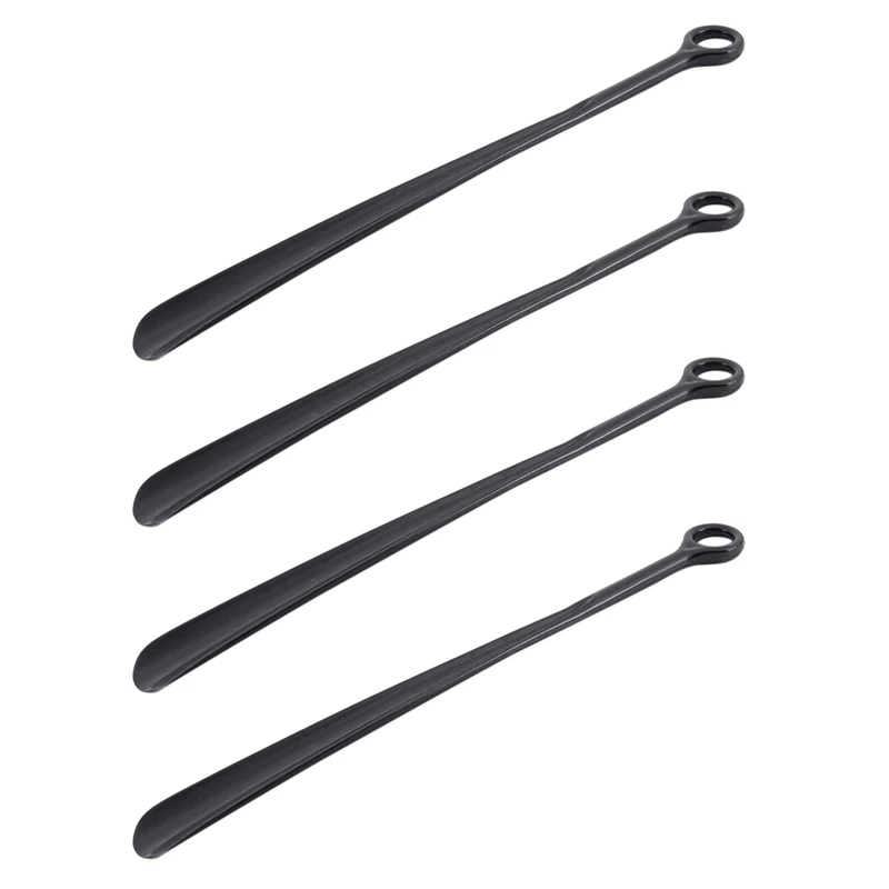 

18.5Inch Plastic Extra Long Handle Shoe Horn Shoehorn Flexible Easy Sturdy Slip Aid, 4X Black