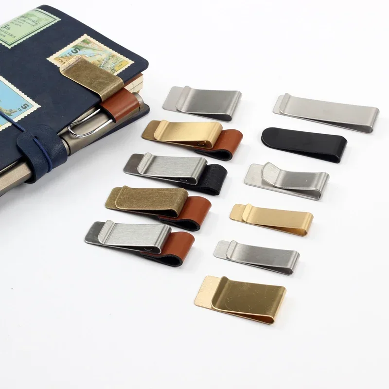 Bookmarks Stationery Supplies PU Leather Notebook Pen Clips Handmade Journal Planner Pen Holder Memo Clips Vintage Bookmarks