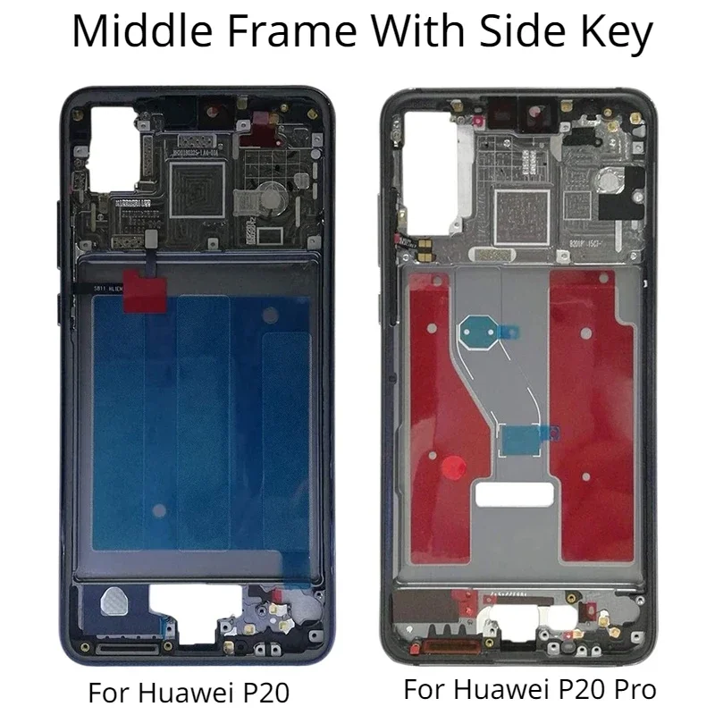 

For Huawei P20 P20Pro Mid Middle Plate Frame Housing Bezel Cover With Side Keys Replacement For Huawei P20 / P20Pro