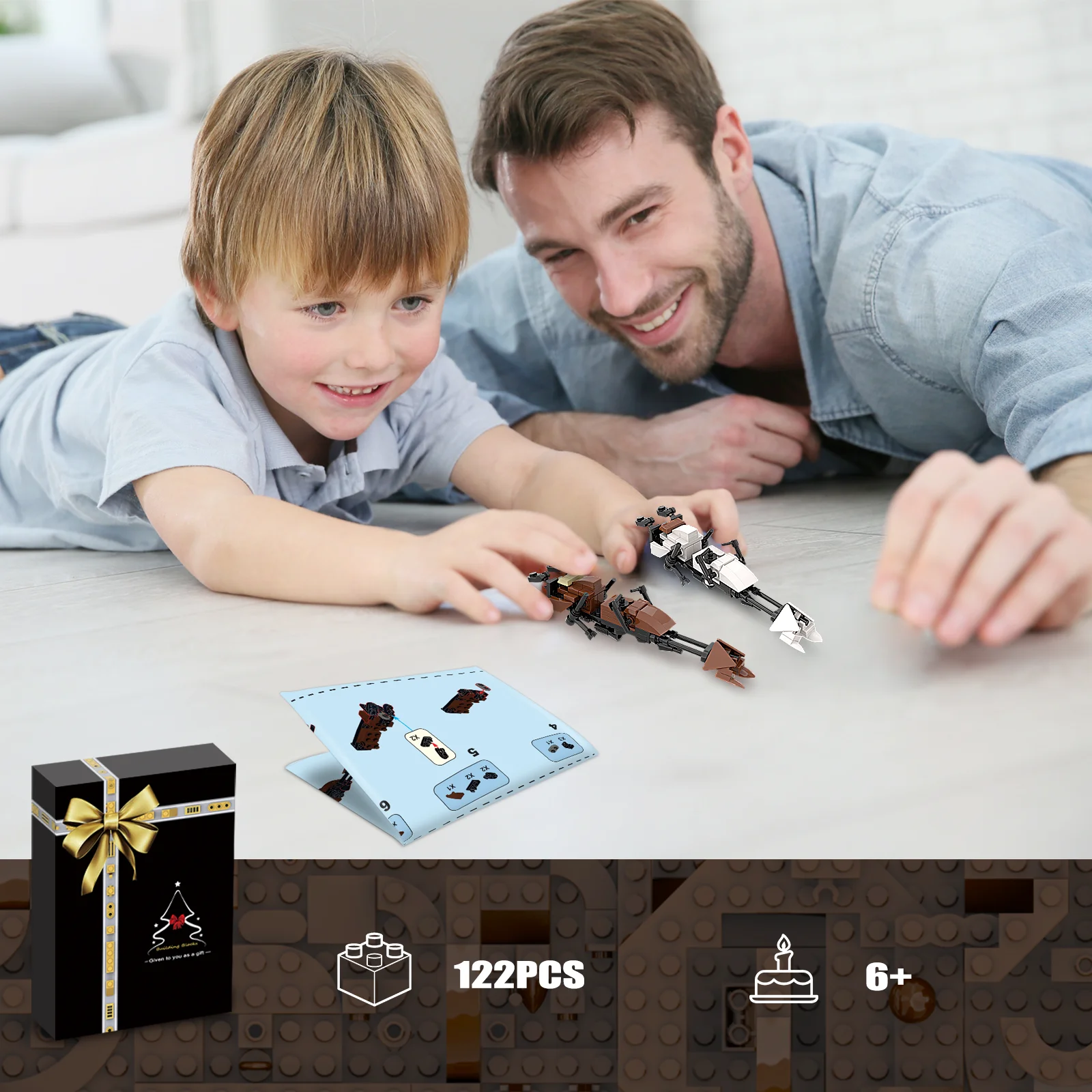 2 in 1 74-Z Space Wars Flying Motorcycle Model Toys Ideas Collectible Building Bricks 122PCS for Kids Adults Fans building blocks toys