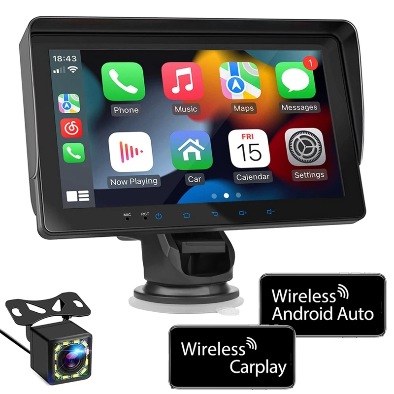 

Беспроводная Автомагнитола Carplay Android, портативный мультимедийный проигрыватель с сенсорным экраном, автомобильная стереосистема с зеркальным соединением/Bluetooth, прочная