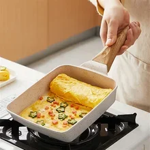 Pan Nonstick Japanese Omelette Pan Egg Roll Anti Scalding Handle Breakfast Maker Cookware for All Stove Frying