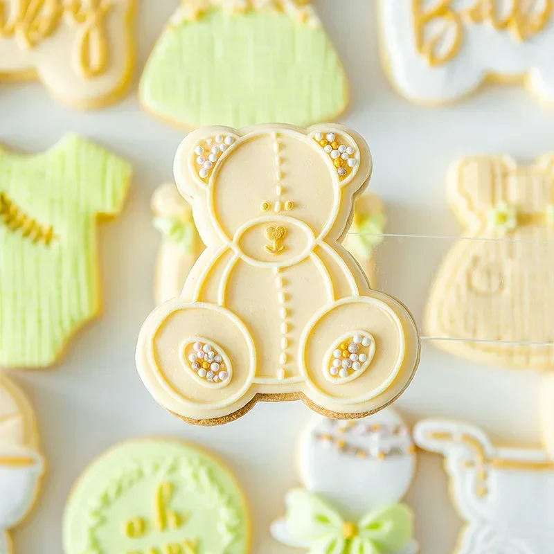 Acrylic Baby Birthday Cookie Press Stamp Baby Shower Embossed Mold Fondant Pastry Sugar Craft Fondant Cookie Cutter Baking Mould