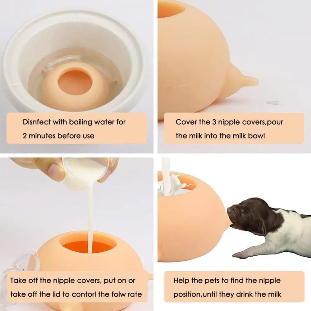150ml Pet Milk Feeder Bionic Breast Feeder Nipples Safe And Healthy Food Grade Silicone Milk Feeding Tool For Pet Dog Cat Kitten 3