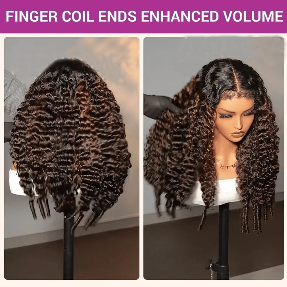 브라운 하이라이트 가발 인모 4C 곱슬머리 버마 곱슬머리 가발 베트남 생모 13x6 HD 레이스 프론트 인모 가발