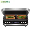 BioloMix 2000W Electric Contact Grill Digital Griddle and Panini Press, Optional Waffle Maker Plates, Opens 180 Degree Barbecue 2