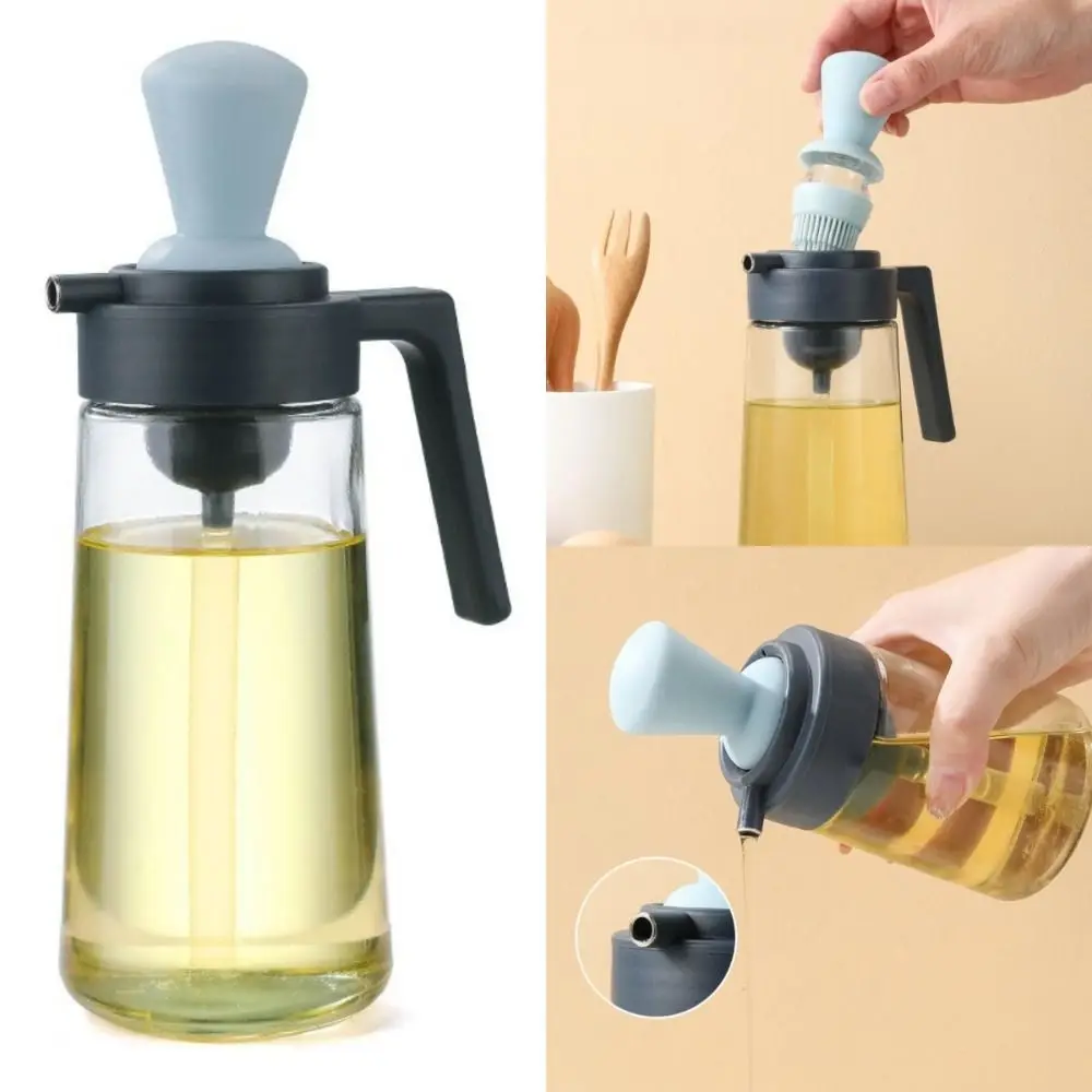 

Blue 2 in 1 Olive Oil Dispenser 550ml with Non-Drip Spout Oil Pot Glass Bottle Vinegar Dispenser Home Restaurant Baking