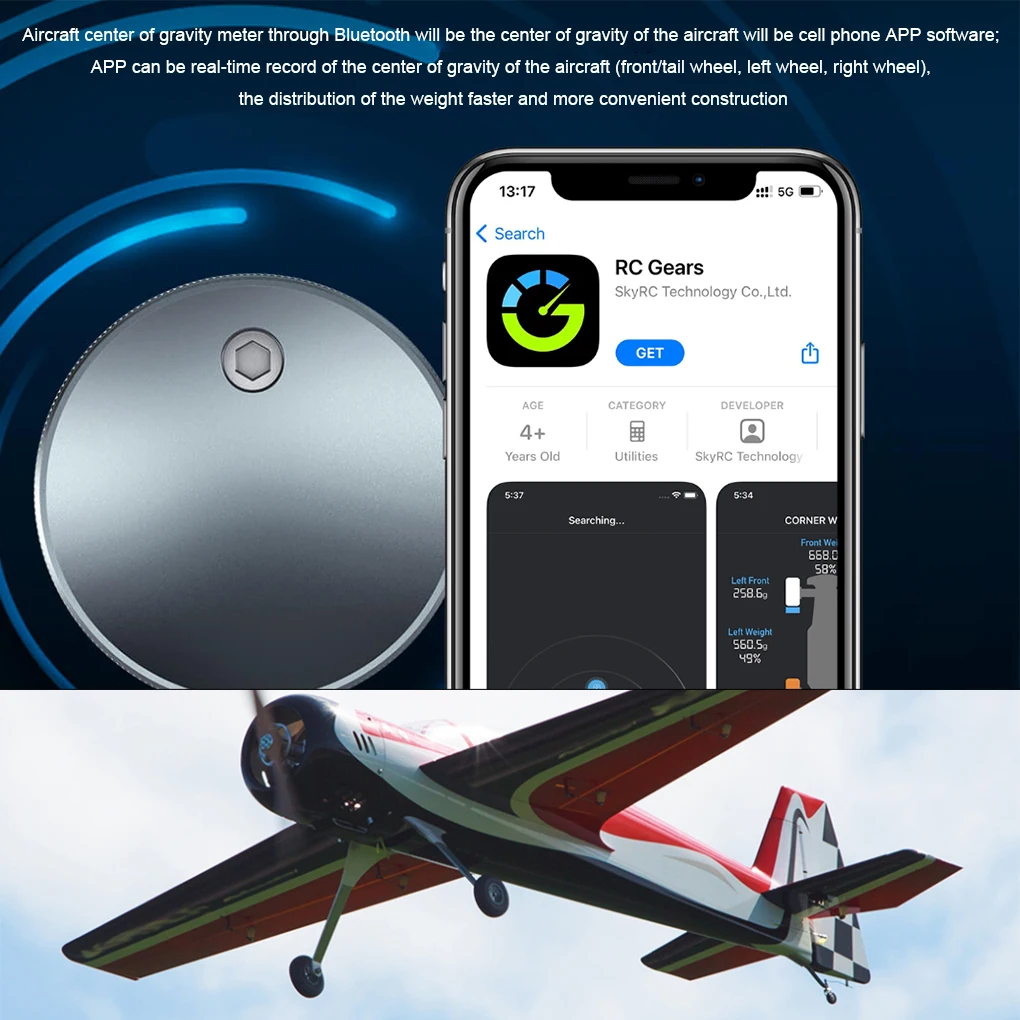 3pieces SKYRC CG & Angle Gauge Wireless Bluetooth-compatible RC Plane Gravity Angle Adjustment Real-Time Display SK-500039