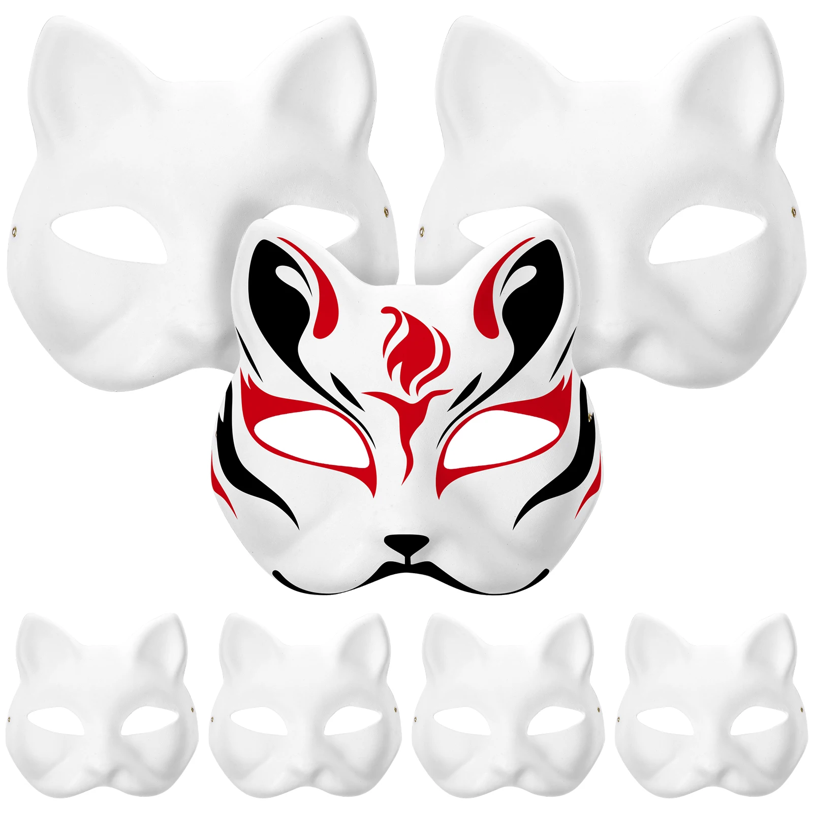 6/10/12Pcs Mask Cat Masquerade Decorate Masks White Animal Empty Face Women Halloween Cosplay Party Kid Woman Therian Wolf