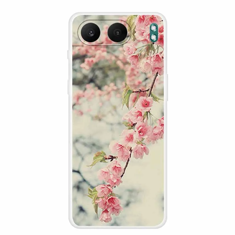Clear Silicone Case with Landscape Flower Design - Soft TPU Back Cover
