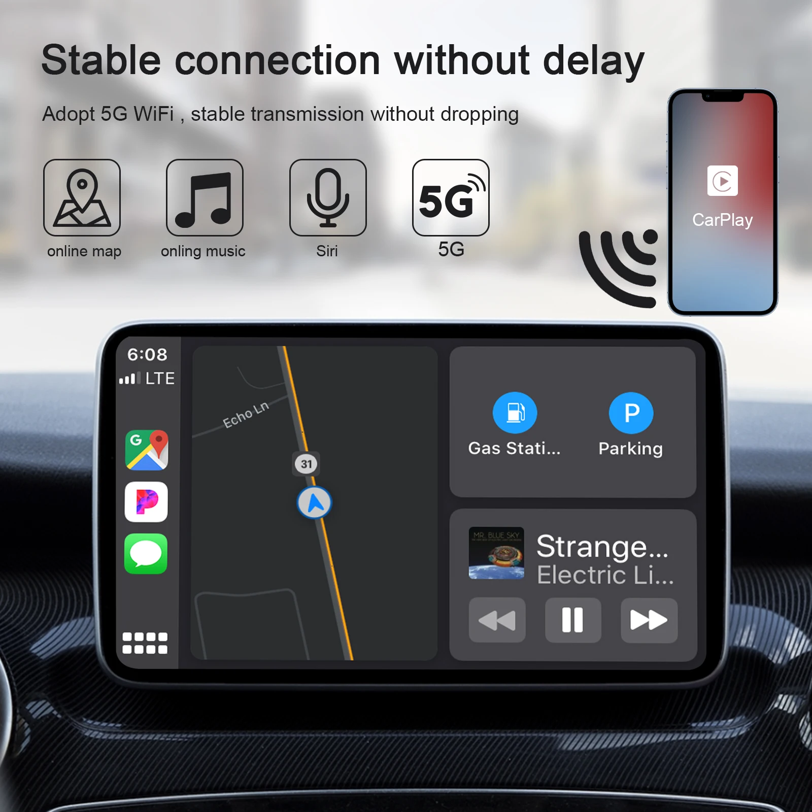 Adaptador de CarPlay inalámbrico para coche, Dongle con cable de iPhone a  inalámbrico, convertidor de Carplay para OEM de fábrica - AliExpress