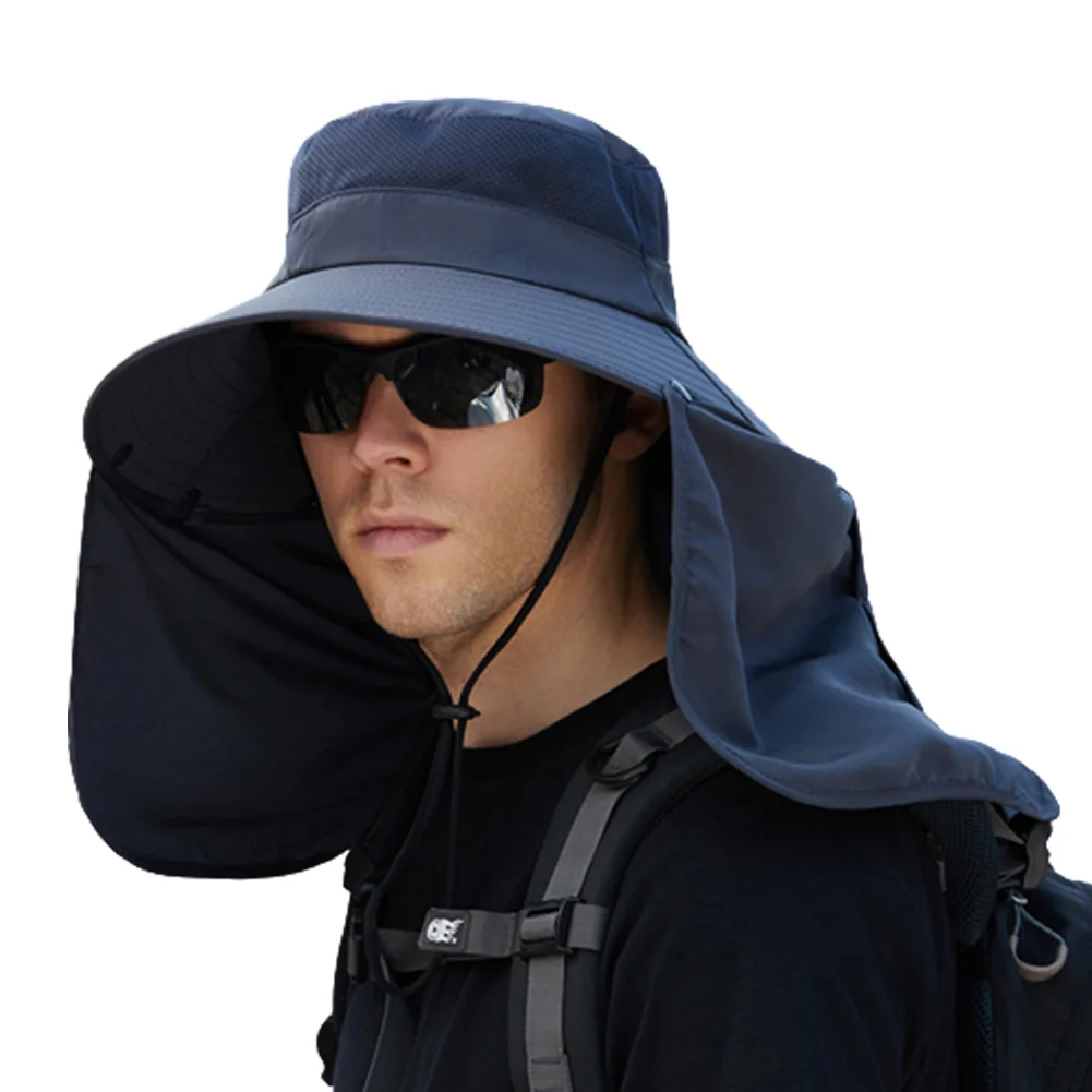 

Панама 2 в 1 для мужчин и женщин, летняя шляпа с застежкой на шею, защита от солнца, аксессуары для отдыха на открытом воздухе и походов, полиэстер, 1 шт.