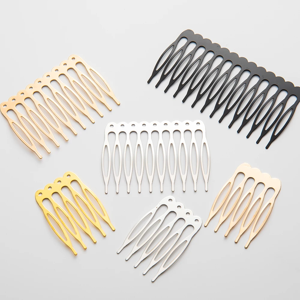 Hair Comb 10pcs 5 8 10 12 14 16 18 Teeth Metal Hair Comb Brass For Clip Women Girl Bridal Ornament Jewelry Decorative Accessories Wedding