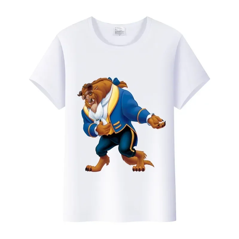 Magliette Donna Disney Cartoon Beauty And The Beast Princess Graphic Print Casual Allentato Oversize Manica Corta Top Tees Unisex