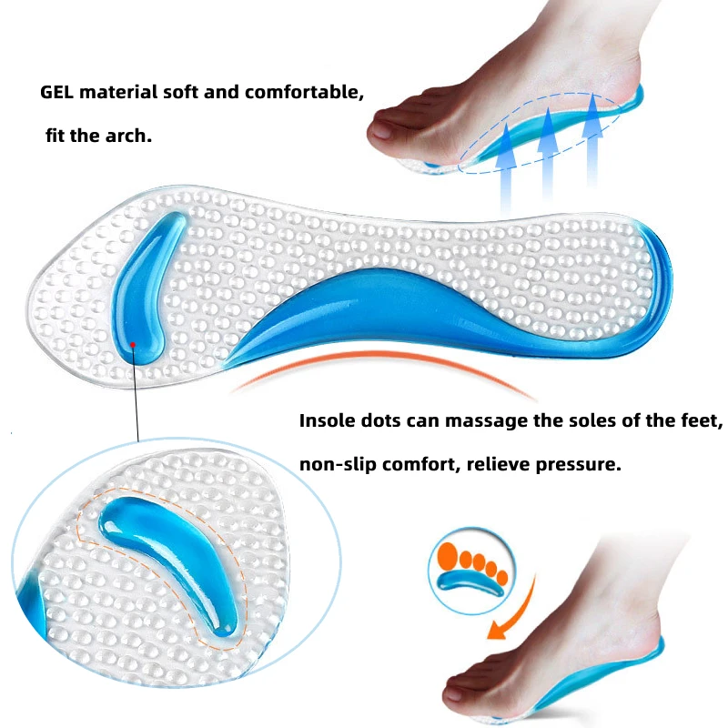 

2pieces=1pair Silicone Orthopedic Insoles Women Shoe Pads Flat Feet Arch Support Gel Insoles High Heels Inserts Foot Massager