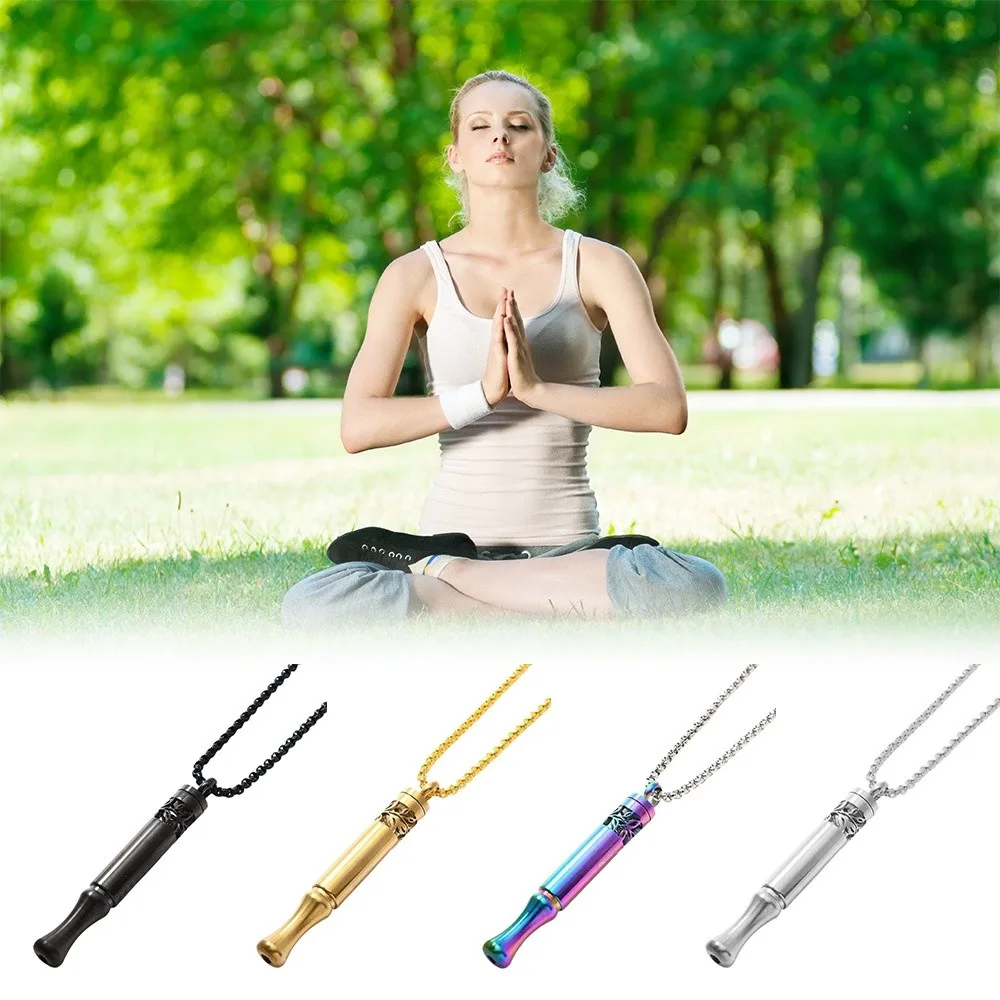 Mindfulness Training Whistle Necklace Metal Detachable Yoga Necklace Necklace With Cotton Core Portable Decompression Necklace