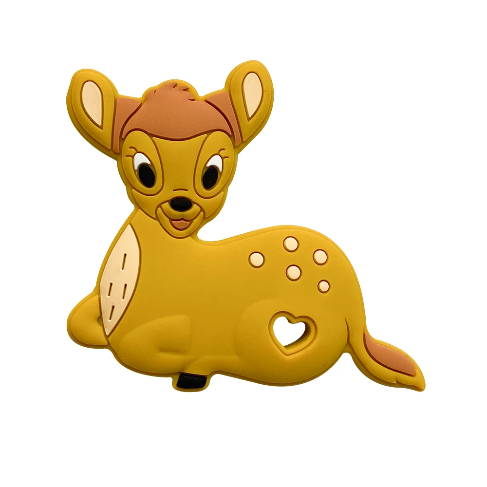 1/3/10pcs Cartoon Animal Deer Silicone Teether Baby Rodent Teeth Care DIY Silicone Bead Nipple Chain Chew Toy