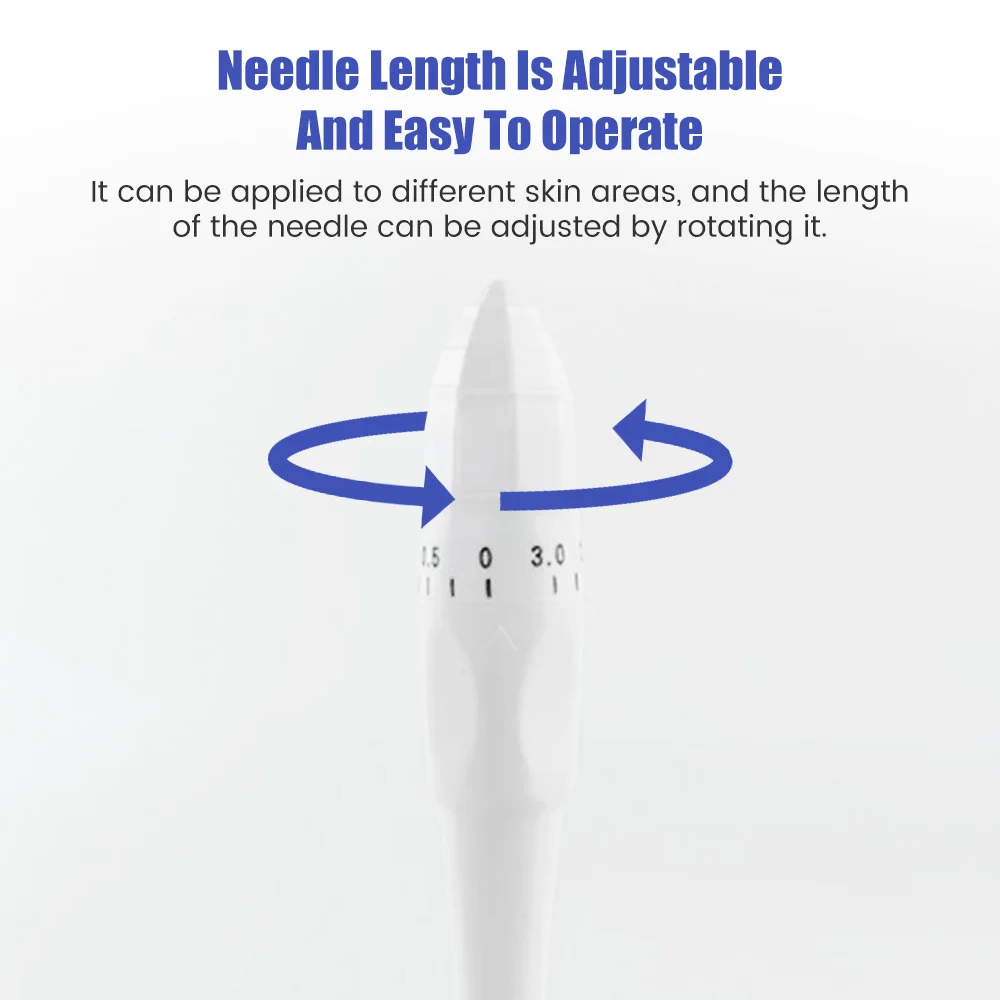 Derma Stamp Microneedling Face Roller Massager Adjustable Titanium Needle Length Skincare Beard Growth Scalp Hair 100/140A