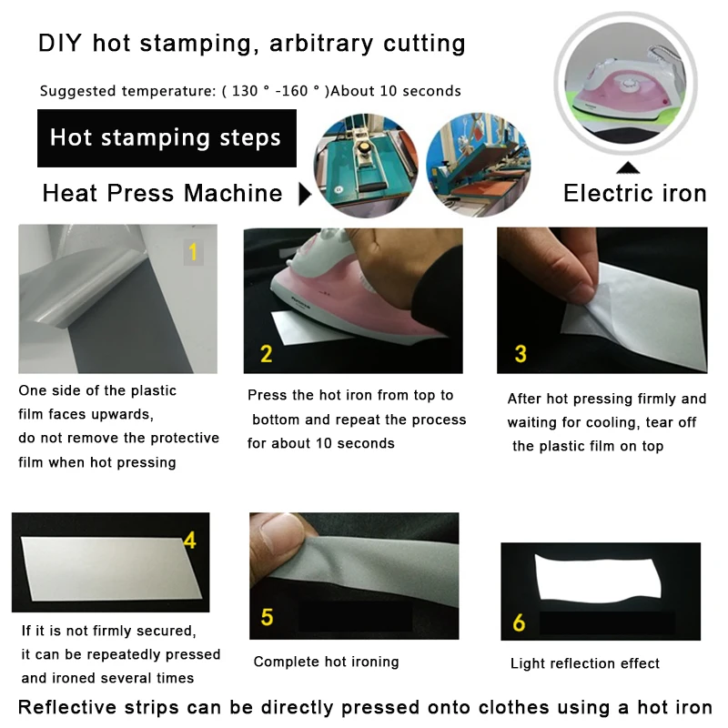 Reflective Strip Sticker Heat Transfer Film DIY Clothing Bag Tape 3 meters long
