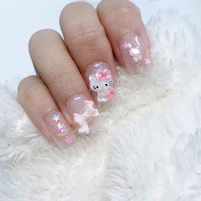 PINK HELLO KITTY NAILS 💖 | VALENTINE EDITION 💘 | ACRYLIC NAIL TUTORIAL -  YouTube