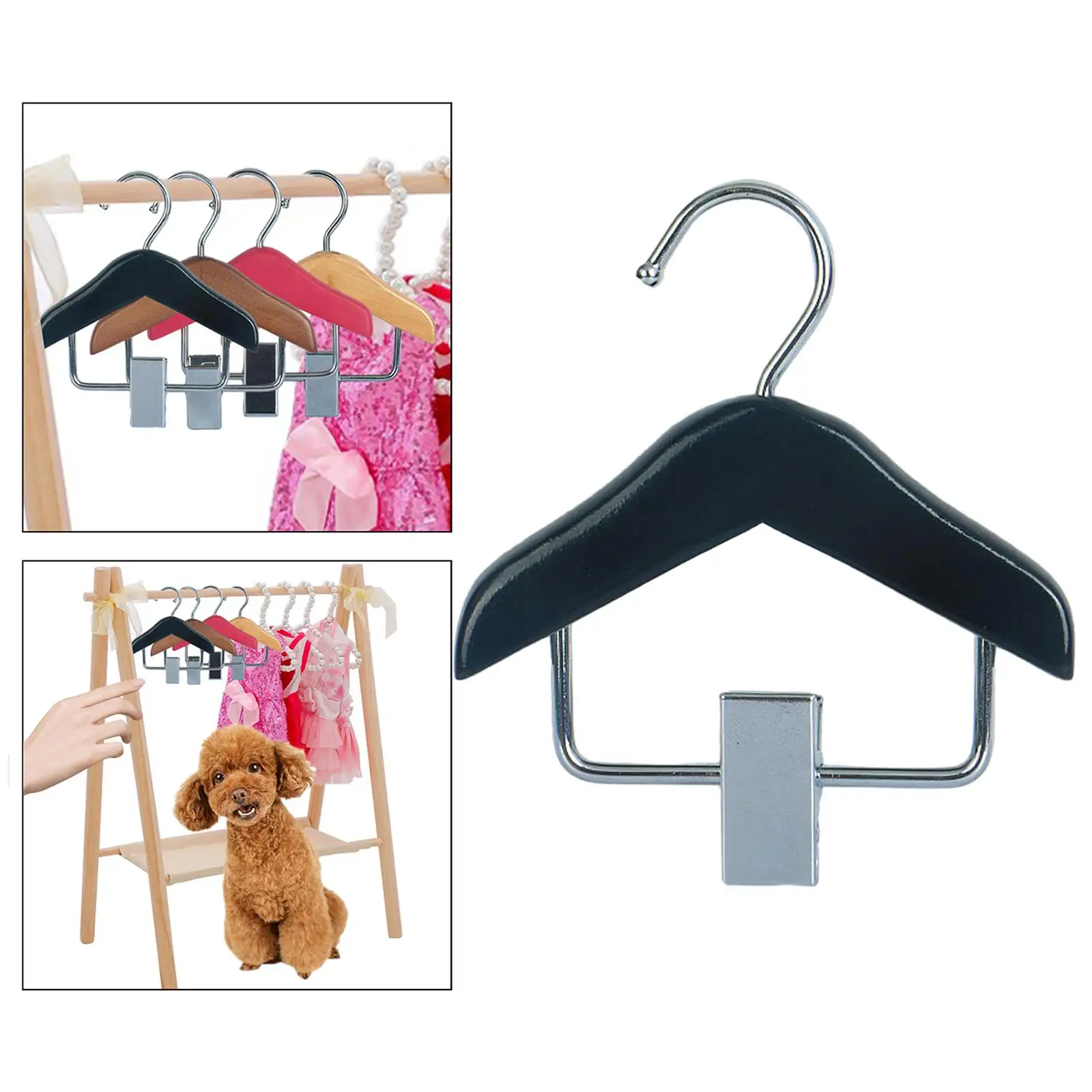 2X Pet Clothes Rack Hangers with Clip Wood Small Clothes Hold for Pet