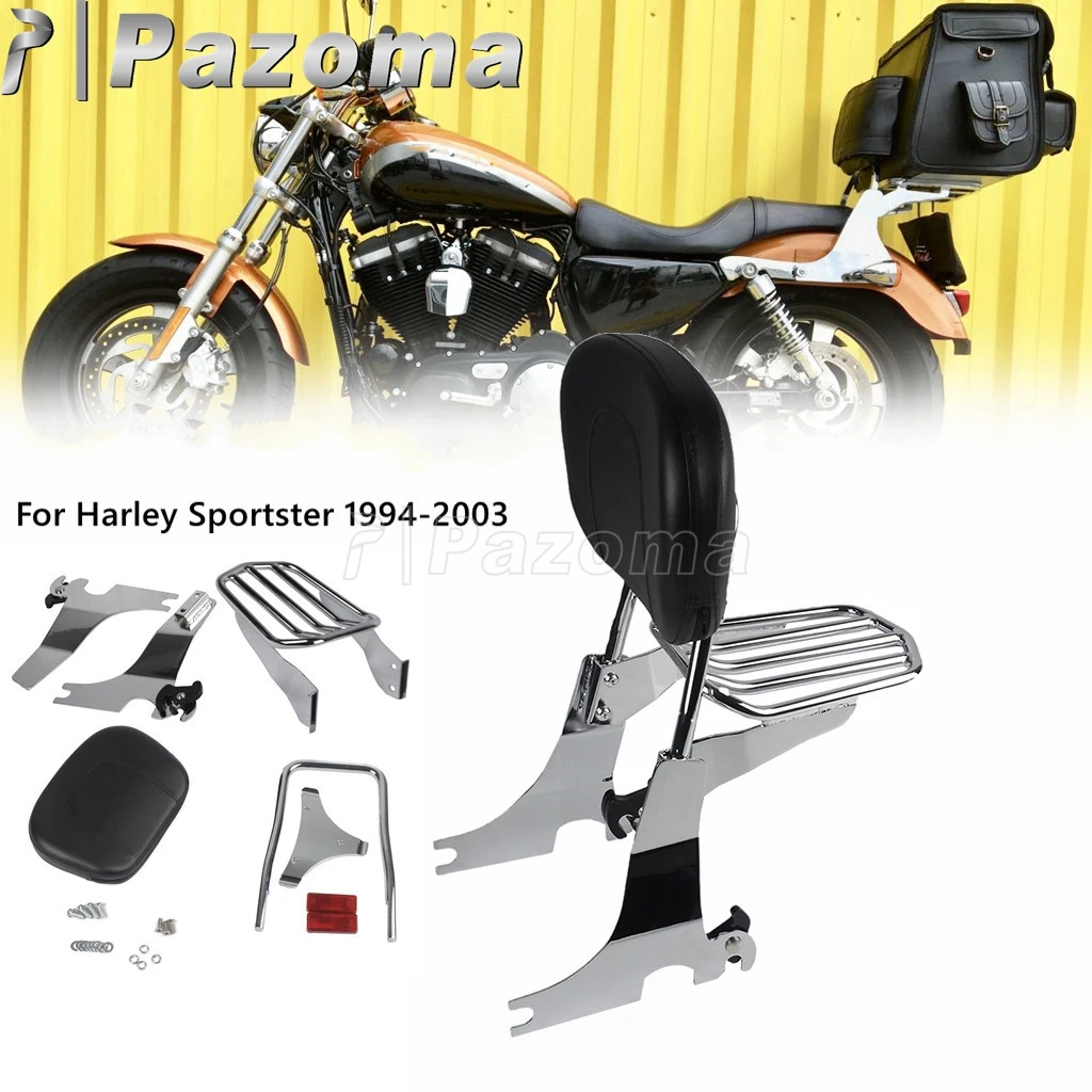 

Motorcycle Detachable Luggage Rack Rear Passenger Sissy Bar Backrest For Harley Sportster XL 1200 883 Custom Sport Hugger 94-03