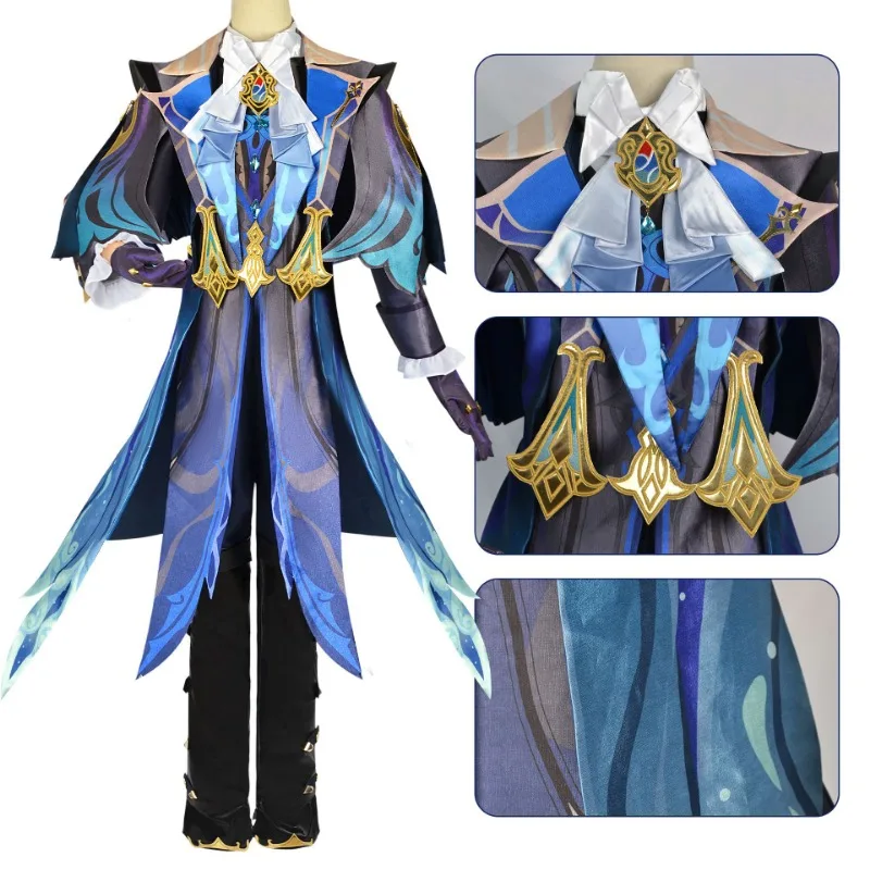 Cosplay Costume Neuvillett Cosplay Genshin Impact Costume Wig Fontaine Chief Justice Ordainer of Inexorable Judgment Uniform Halloween Outfit