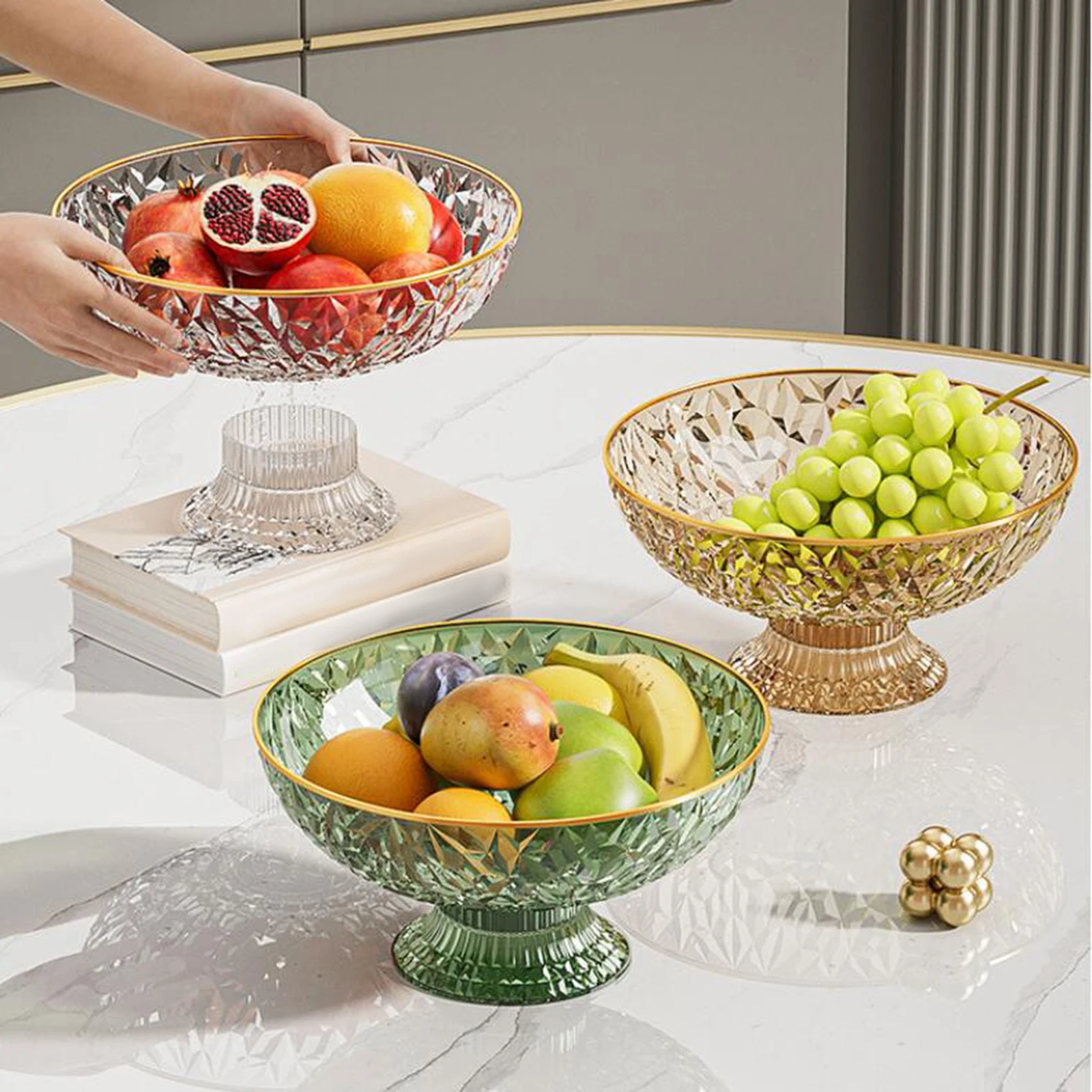 Fruit Bowl with Drainer Vegetable Strainer Basket Durable Round Decorative Multipurpose Container Large for Table Centerpiece snack bowl