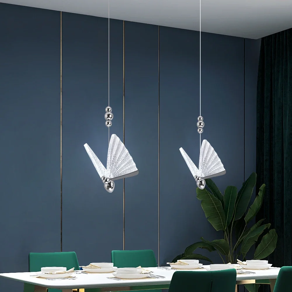 Modern Pendant Lights Butterfly Led Chandelier Ceiling Lamp Bedside Living Dining Room Kitchen Island Decor Hanging Fixture