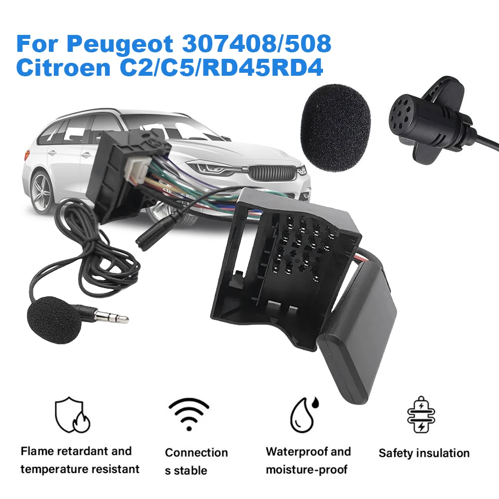 Audio Cable Adapter Call Handsfree Wireless Radio Stereo Adapter with Microphone Audio MP3 Music Adapter for Citroen C2 C3 C4 C5