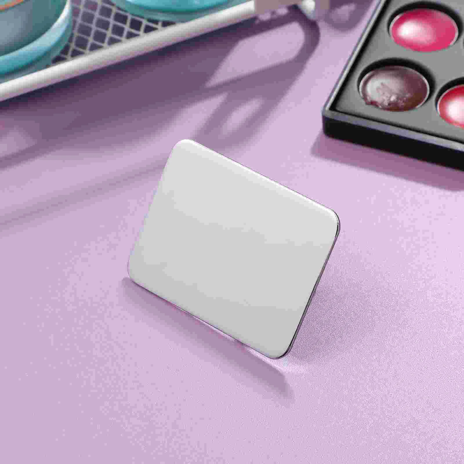 2 Pcs Stainless Steel Palette Mini Square Block Nail Ring Mixing Tool Manicure Spatula Stainless Steel Pallet For Supplies