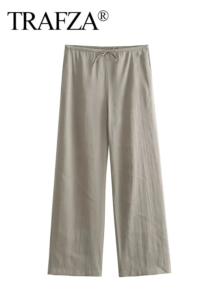 

Женские свободные брюки с широкими штанинами TRAFZA, длинные брюки со складками в уличном стиле, 2023