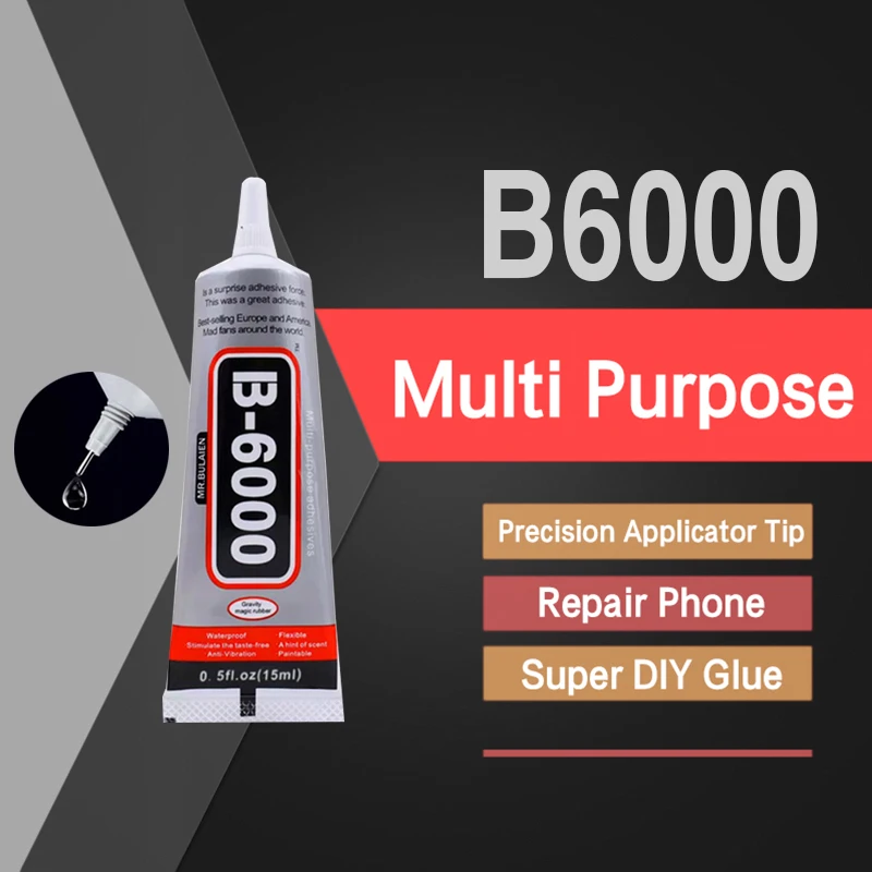 

15ML B6000 Multi Purpose Adhesive Repair Phone Back Cover Diamond Handicrafts DIY Strong Glue B-6000 Precision Applicator Tip