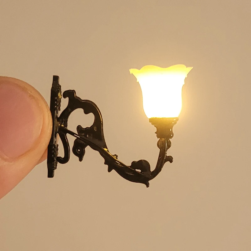 187 Ho Scale Model Wall Mount Gooseneck Lamps Classic Street Lamp Model Making Railroad Park