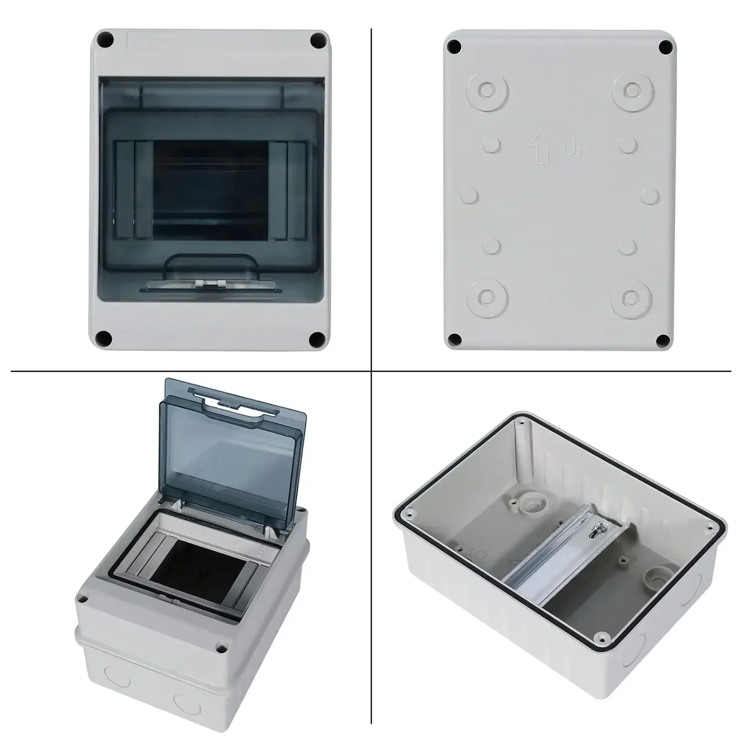 HT Series Junction Box 5/8/12 WAY PC Plastic IP65 Waterproof Fuse Boxes Terminal DIN Rail Outdoor Garden Distribution Box