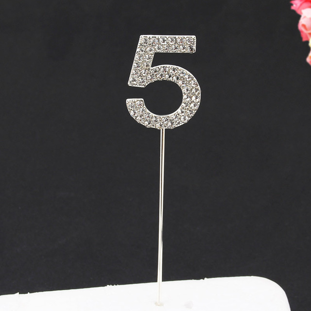 Topper Happy Birthday Party Glitter Alloy Rhinestone 1-9 Number Baby Shower Birthday 1 Year Birthday Digital Diy Cake Decor