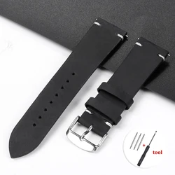 Premium Calfskin Leather Quick Release Watch Strap in Brown - 22mm (Black)