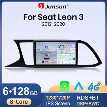 Radio Junsun con CarPlay Inalámbrico y Android Auto para SEAT Leon Mk3 5F 2012-2020 con Navegación GPS Android, Pantalla Táctil IPS, WiFi, Bluetooth, DSP, RDS, SWC, Unidad Principal Multimedia Estéreo para Automóvil 1