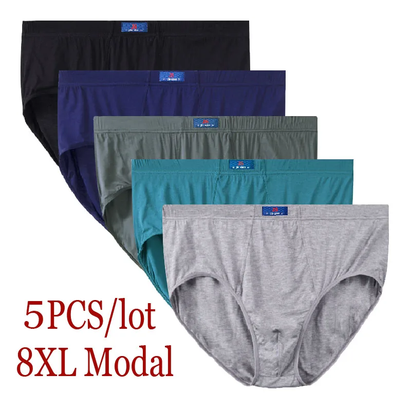 8XL-XL 5Pcs Modal Plus Size Oversize Mens Underwear Brief Mens Briefs Men Shorts Underwear Men Underwear Comfort Male Underwear [fila]modal bra top brief set