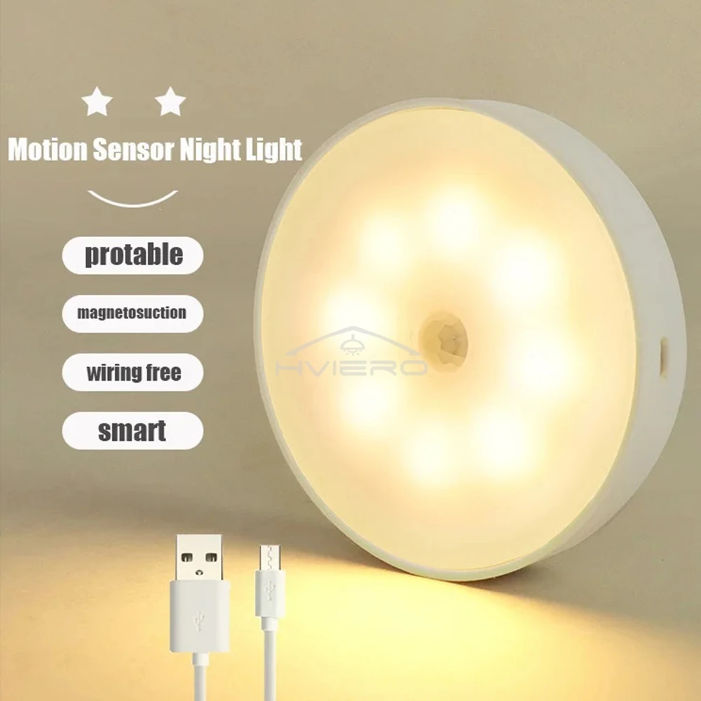 LED 스마트 인체 센서 야간 램프 비상 자동 홈 조명 침실 계단 복도 USB 충전 무선 조명