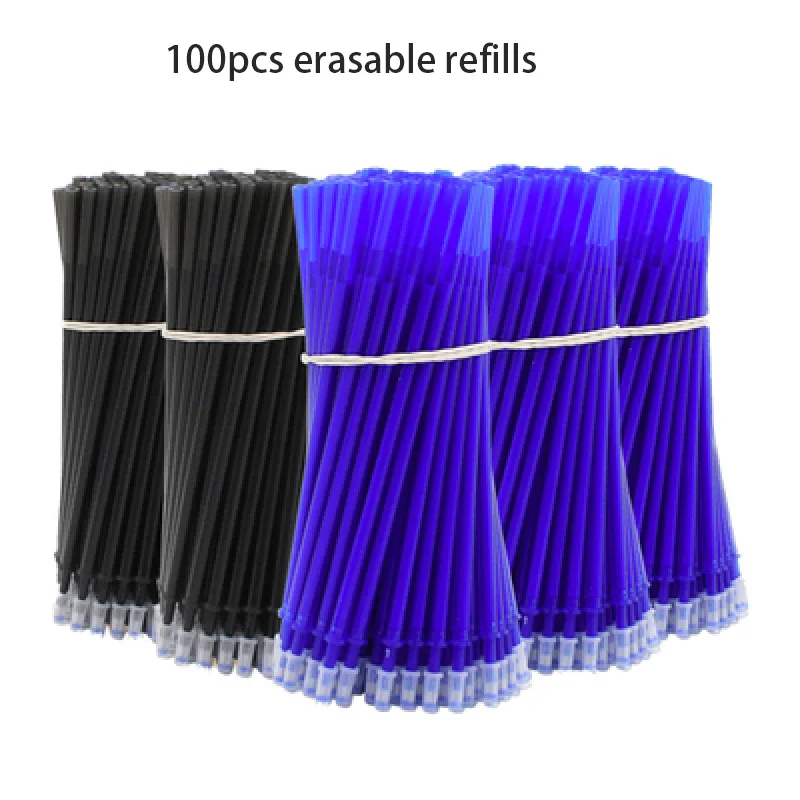 

100pcs Gel Pen Erasable Pens Refill 0.5 Blue Black Ink Replacement Refill Shool Office Students Washable Write Stationery Supply
