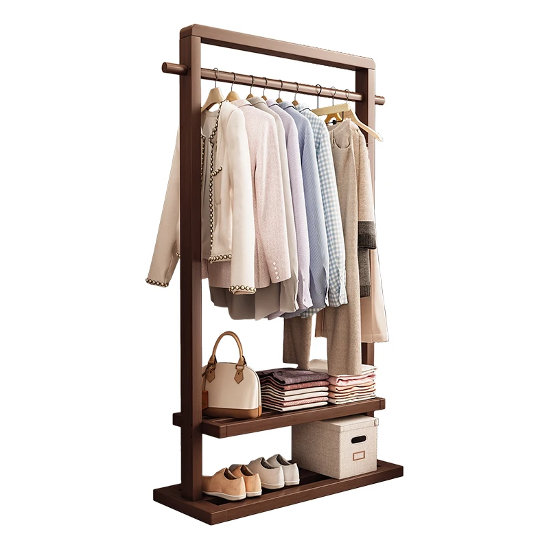 Modern mat Chinese Sle  Wood Floor Standing Clothes Hanger for Living Room Bedroom Dormi Portable Storage O...