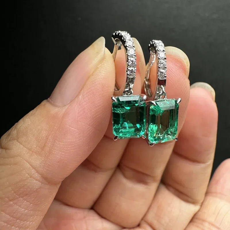 

Primiana New Fushion 2.75ct Colombia Color Lab Grown Emeralds Earrings Jewellry Women Silver 925 Jewelry